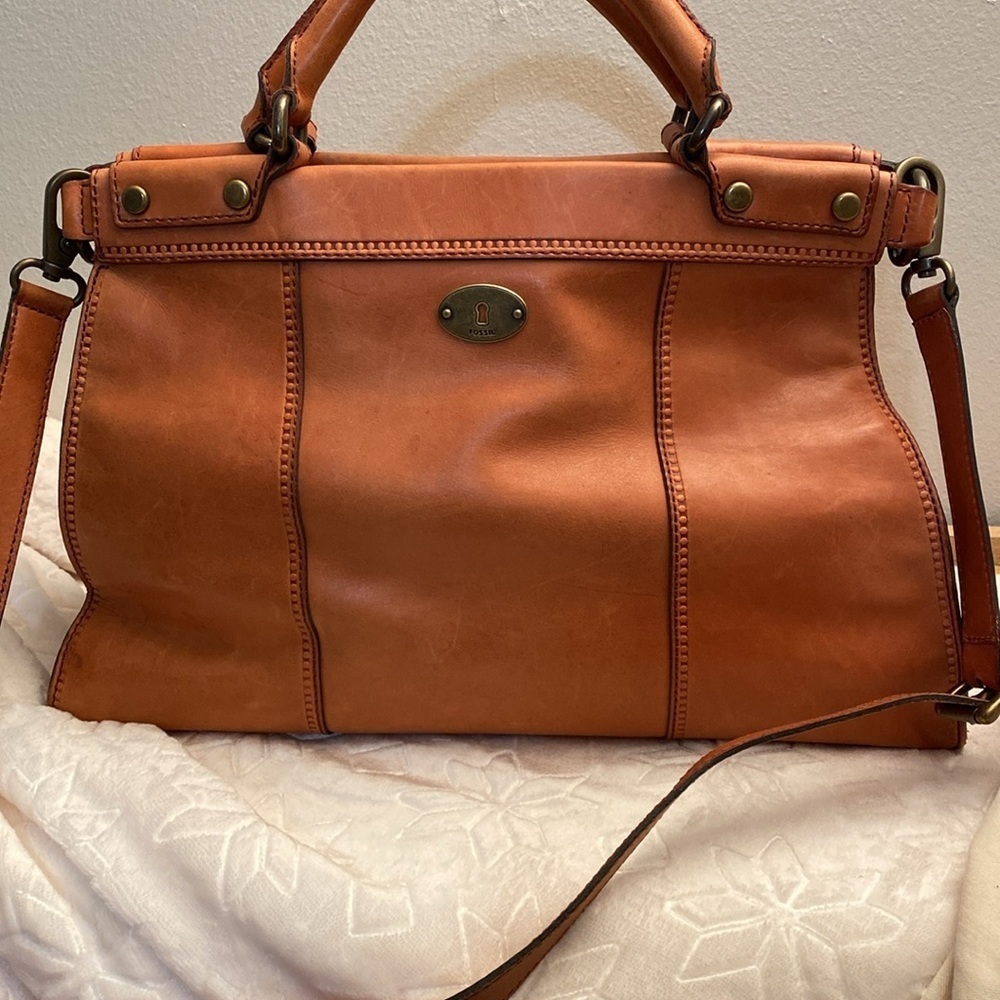 Fossil Tan Leather Satchel - Picture 2 of 7
